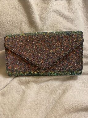 Multicolor Glitter Envelope Clutch — Sparkling Evening Wristlet
